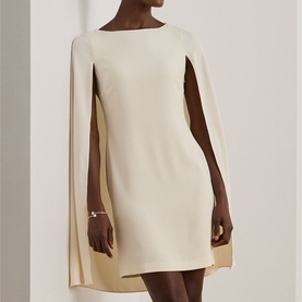 Cape Georgette Mini Cocktail Dress