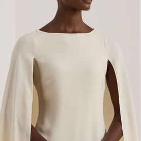 Cape Georgette Mini Cocktail Dress