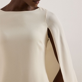 Cape Georgette Mini Cocktail Dress