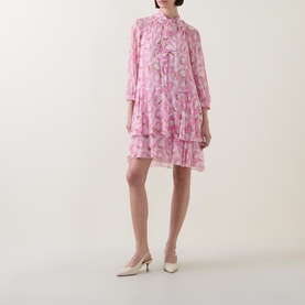 Retro Tie-Neck Mini Shirt Dress