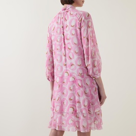 Retro Tie-Neck Mini Shirt Dress