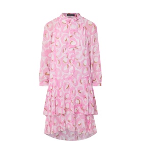 Retro Tie-Neck Mini Shirt Dress