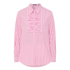 Ruffle Bib Striped Blouse