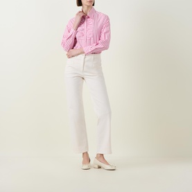 Ruffle Bib Striped Blouse