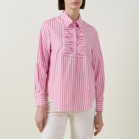 Ruffle Bib Striped Blouse