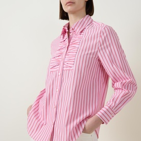 Ruffle Bib Striped Blouse