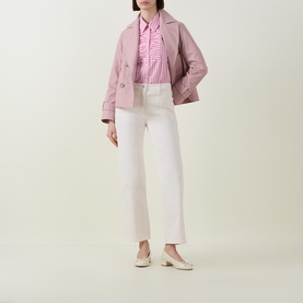 Ruffle Bib Striped Blouse