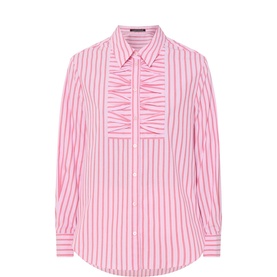 Ruffle Bib Striped Blouse