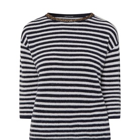 Embellished Striped Knitted Sweater