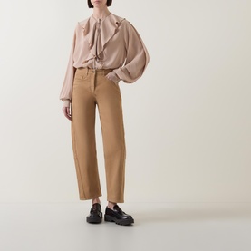 Cropped Barrel Leg Trousers