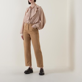Cropped Barrel Leg Trousers