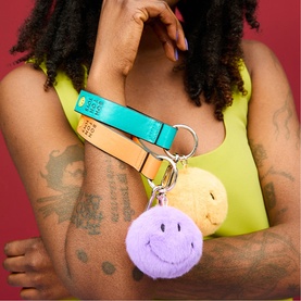 Smiley Fuzzy Bag Charm 7cm