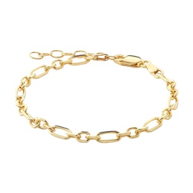 Juvi Figaro Chain Bracelet in gold vermeil, featuring alternating open oval links with lobster clasp fastening