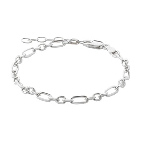Juvi Figaro Chain Bracelet in silver sterling silver, alternating oval and elongated open links with lobster clasp fastening