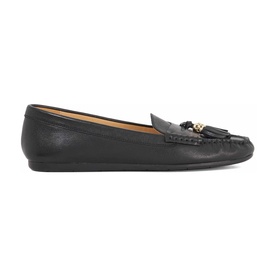 Geen Leather Tassel Trim Loafers