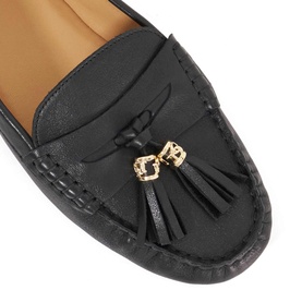 Geen Leather Tassel Trim Loafers
