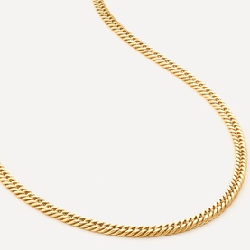 Juvi Heavy Curb Chain Necklace in gold vermeil with chunky flat curb links and smooth finish, gold-plated sterling silver
