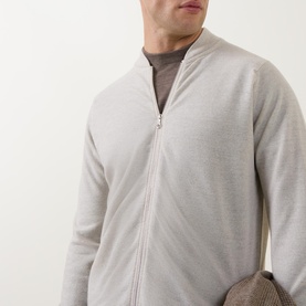 Textured Knitted Bomber Sweater