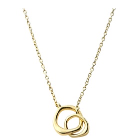 Juvi Kindred Pendant Chain Necklace in gold vermeil, featuring two interlinked organic circles on a delicate gold chain