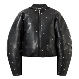 Studded Padded Faux Leather Jacket