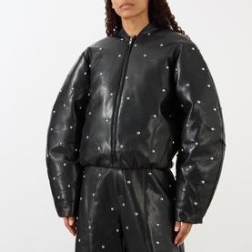 Studded Padded Faux Leather Jacket