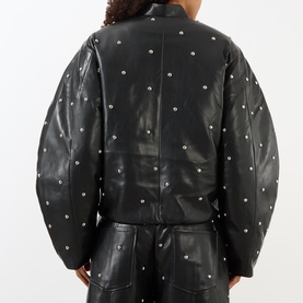 Studded Padded Faux Leather Jacket