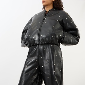 Studded Padded Faux Leather Jacket