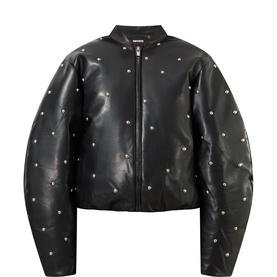 Studded Padded Faux Leather Jacket