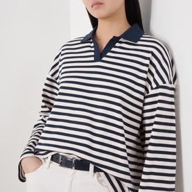 Striped Long Sleeved Polo Shirt
