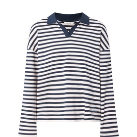 Striped Long Sleeved Polo Shirt