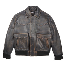 Oversized Leather Flight Jacket
