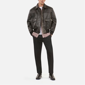 Oversized Leather Flight Jacket