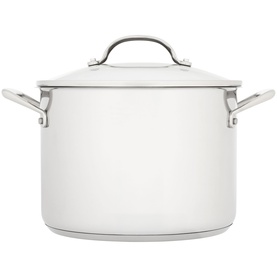 Stellar Origin Steel Seven-Piece Cookware Set silver stockpot with lid, stainless steel handles, brushed finish