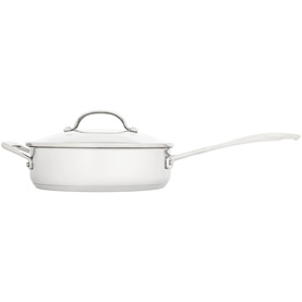 Stellar Origin Steel Seven-Piece Cookware Set silver saut&eacute; pan with glass lid and stainless steel handle, induction suitable