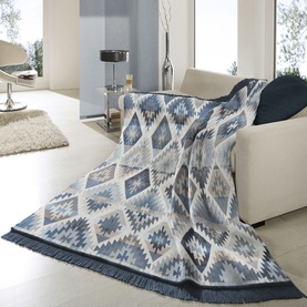 Ikat Diamond Blanket Blue