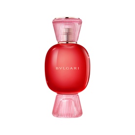 BVLGARI Allegra Fiori D'Amore Eau de Parfum 100ml, red candy-shaped bottle with pink ribbed cap and base