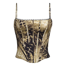 Cadie Leopard Satin Corset Top
