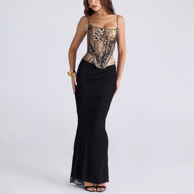 Cadie Leopard Satin Corset Top