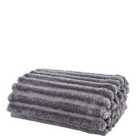 Alnick Fleece Ribbed Throw Dove Grey