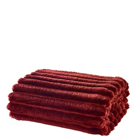 Alnick Fleece Ribbed Throw Merlot