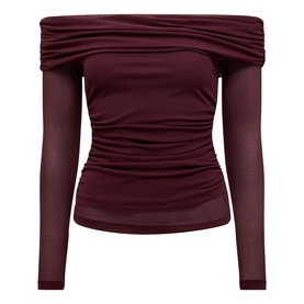 Kaia Ruched Mesh Bardot Top