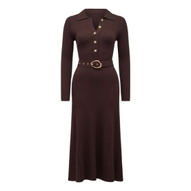 Kelani Belted Ribbed Knit Dress
