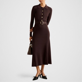 Kelani Belted Ribbed Knit Dress