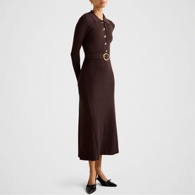 Kelani Belted Ribbed Knit Dress