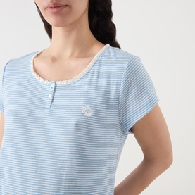 Monogram Logo Striped Night Dress
