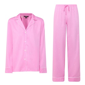 Heart Contrast Piped Pyjama Set