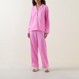 Heart Contrast Piped Pyjama Set