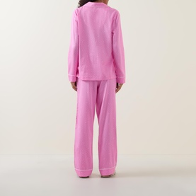 Heart Contrast Piped Pyjama Set