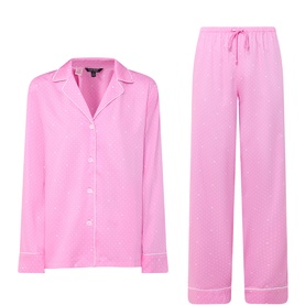 Heart Contrast Piped Pyjama Set