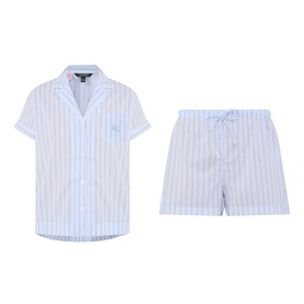Monogram Logo Striped Pyjama Shorts Set